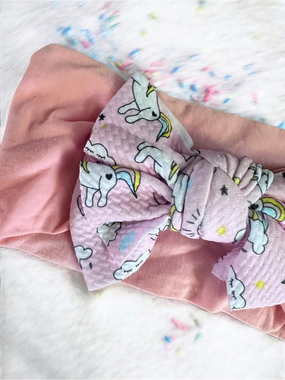 Baby Girl Pink Unicorn Headband Large Bow Hair Accessory Toddler